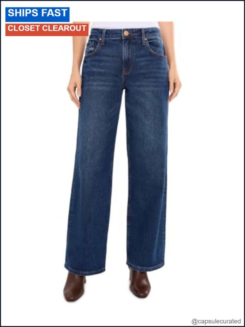 Low Rise Baggy Straight Leg Jeans Cotton Spandex Stretch Denim